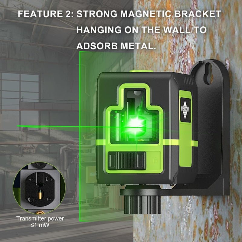WEIDDW Laser Level with Tripod，Self Leveling Laser Level Green Line Laser Cross Line Laser Leveler Tool for Picture Hanging, Tile, Home Renovation,（ Safety Class ll, <1mW power output) - Image 2